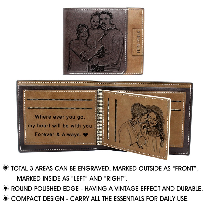 Personalized Engraved Wallet Custom Picture Wallet Engraved Etsy