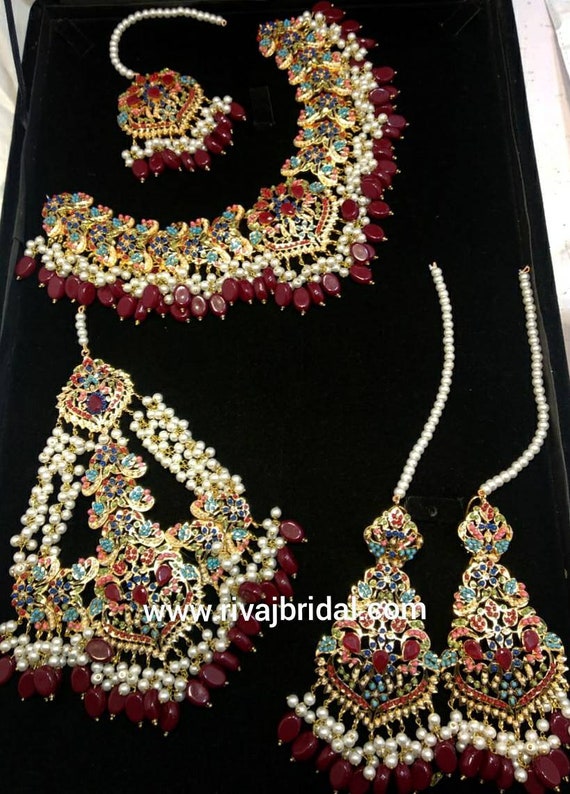 Pakistani Indian Asian Bridal Wedding Hyderabadi Navratan Jewelry