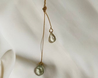 Collier goutte poire quartz vert