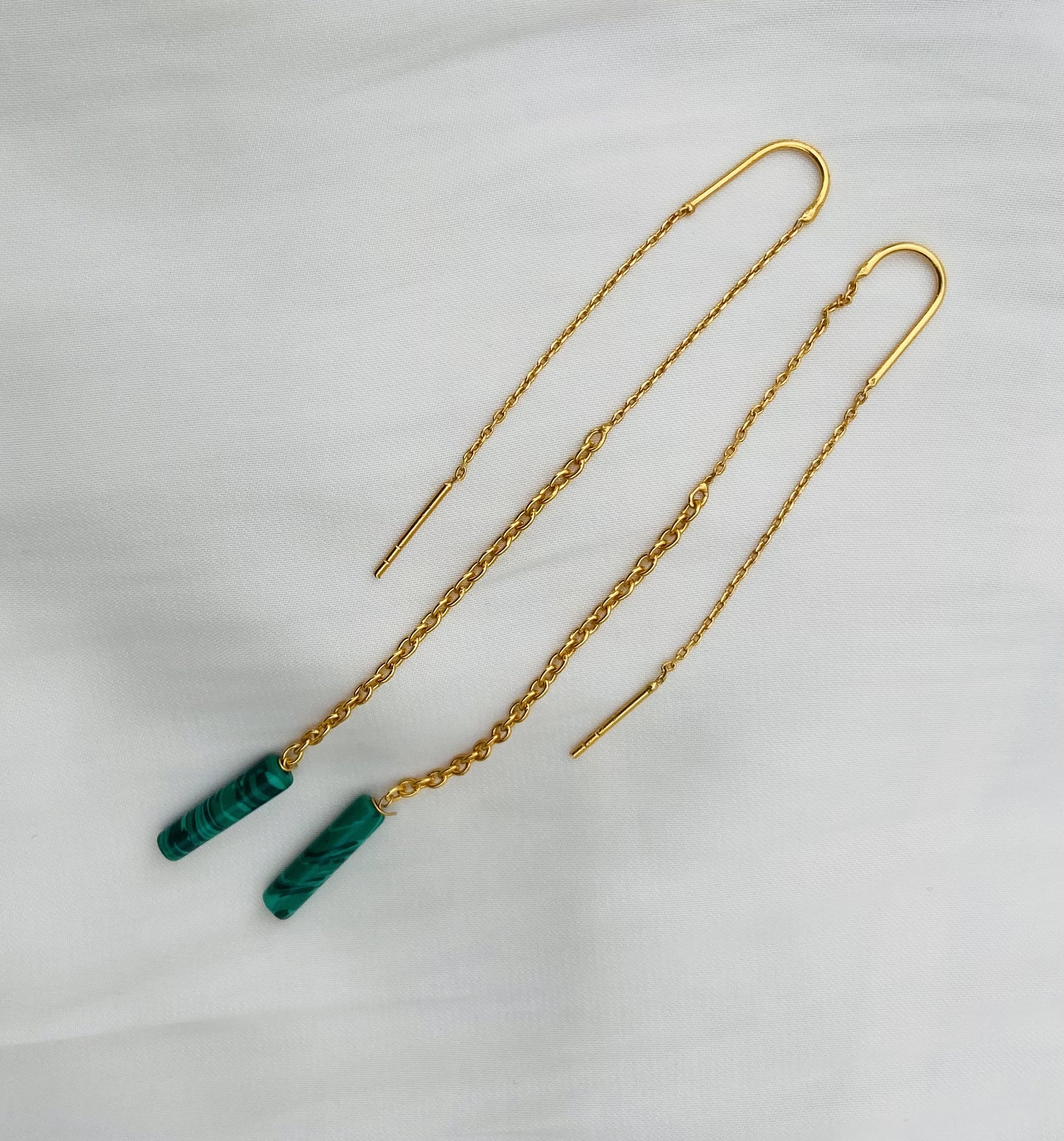 Gold needle hotsell and thread earrings