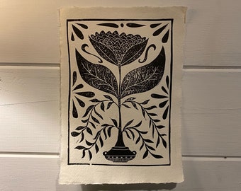 Floral Decorative Lino Print