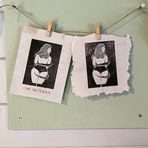Love You To Death linocut print