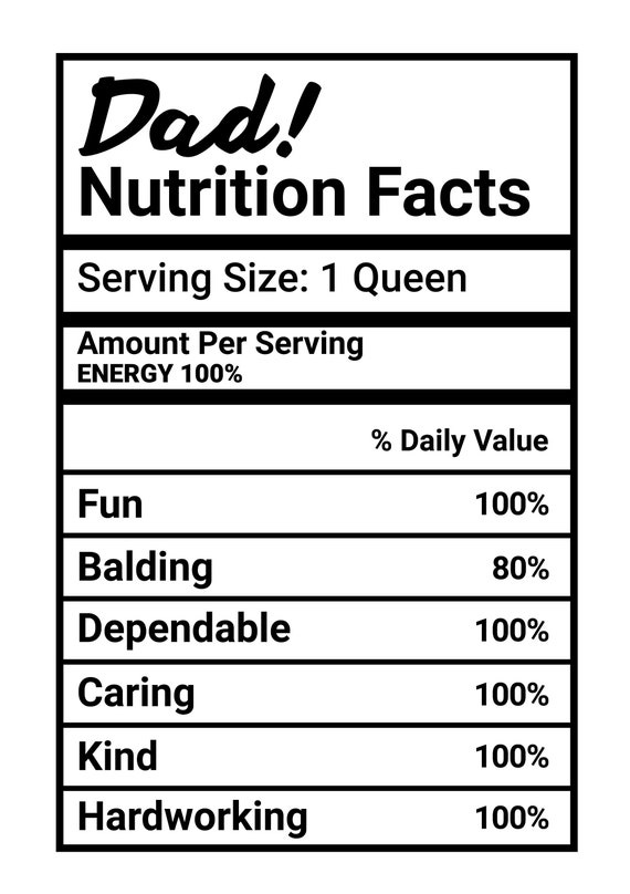 Dad Nutrition Facts svg Father's Day T-shirt Dad | Etsy