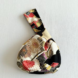 Reversible Kimono Silk Handbag, Japanese Fabric Bag