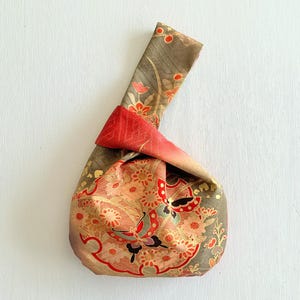 Reversible Kimono Silk Handbag, Japanese Fabric Bag