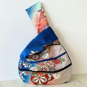 Reversible Kimono Silk Handbag, Japanese Fabric Bag