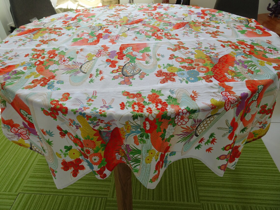 Japanese Table Cloth Kimono Table Linen Rectangular Etsy Australia