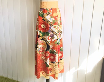 Kimono skirt (All can be resized), Japanese flowers