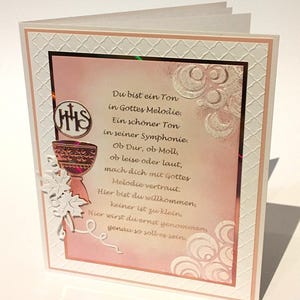 Kommunionkarte "Du bist ein Ton" - rosa