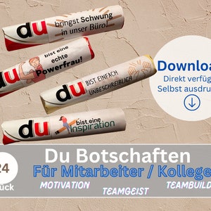 24 Du Botschaften Duplo Kollegen Banderolen PDF Download besonderes Geschenk Last Minute für Mitarbeiter ausdrucken Motivation Bild 1