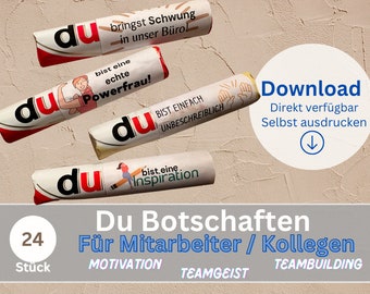 24 Du Botschaften - Duplo Kollegen Banderolen PDF Download besonderes Geschenk Last Minute für Mitarbeiter ausdrucken Motivation