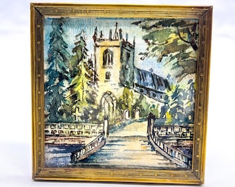 Cadre photo vintage en laiton : décoration de table Art nouveau avec peinture à l'aquarelle