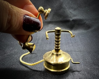 Vintage brass telephone-miniature brass antique phone -vintage dollhouse brass ornaments- miniature home decor