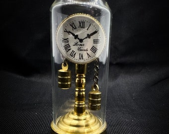 miniature dome clock -vintage dollhouse clock- golden brass clock -