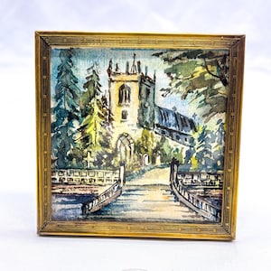 Vintage Brass Photo frame, Art nouveau , Small table picture frame , vintage watercolour painting,Art deco, Mom Gift