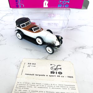 Vintage RIO 1:43 Renault Torpedo Sport 40 CV 1923 Diecast Model Car – Made in Italy – Original Box and Leaflet – Collectible