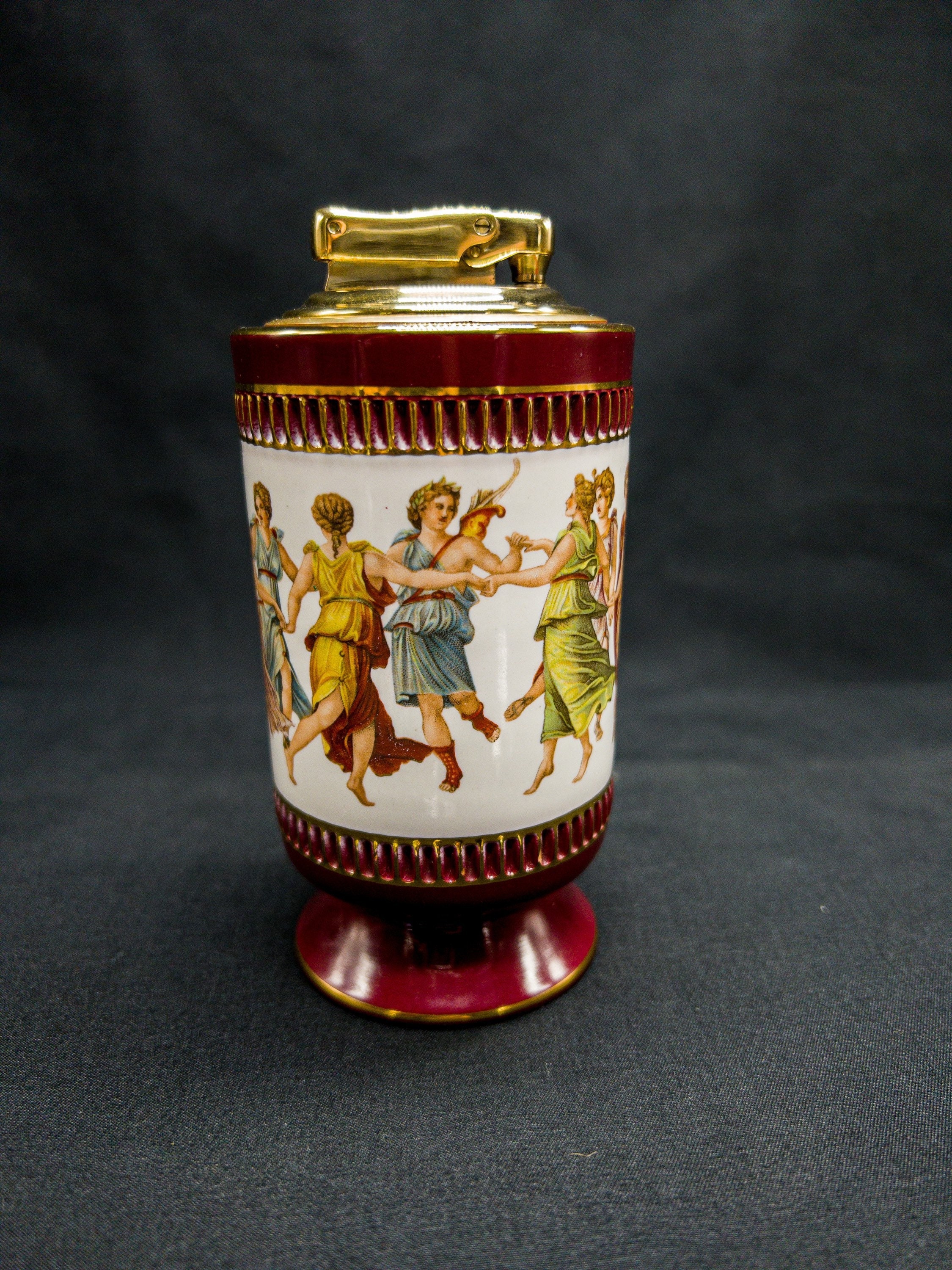 Colibri Porcelain Lighter: Grecian Fresco Design, Handmade Italian