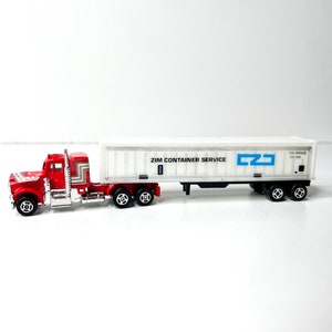 Diecast Metal Trucker  - ZIM CONTAINER SERVICE Trailer - Truck Vintage Toys - Lorry Delivery Van - Made in Hong kong
