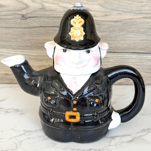 Vintage Policeman Teapot Ceramic Novelty Teapot British Bobby Style Tea Pot