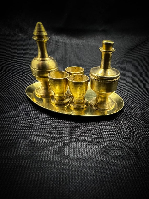 Vintage Miniature Brass Bottlesdecanter Tray and Glasses or Etsy