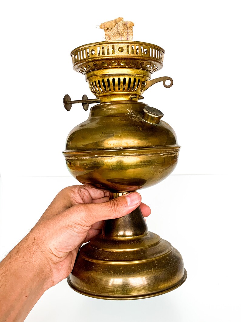 Vintage Brass Duplex Oil Lamp by Regent Antique Paraffin Etsy