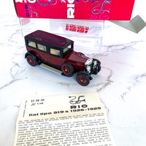 Vintage RIO 1:43 Scale Fiat Tipo 519 S Model Car (1926–1929) | Diecast Collectible with Box and Leaflet | Made in Italy