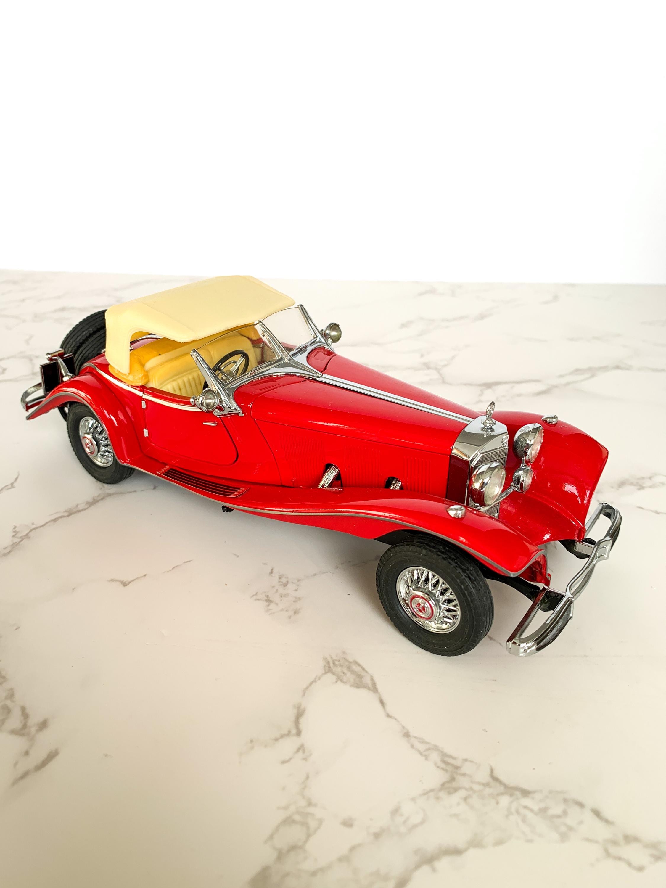 Modelo A Escala Mercedes-Benz 500K Clásico - Réplica De Metal Negro, 22 Cm, Coleccionable Con Detalles Cromados