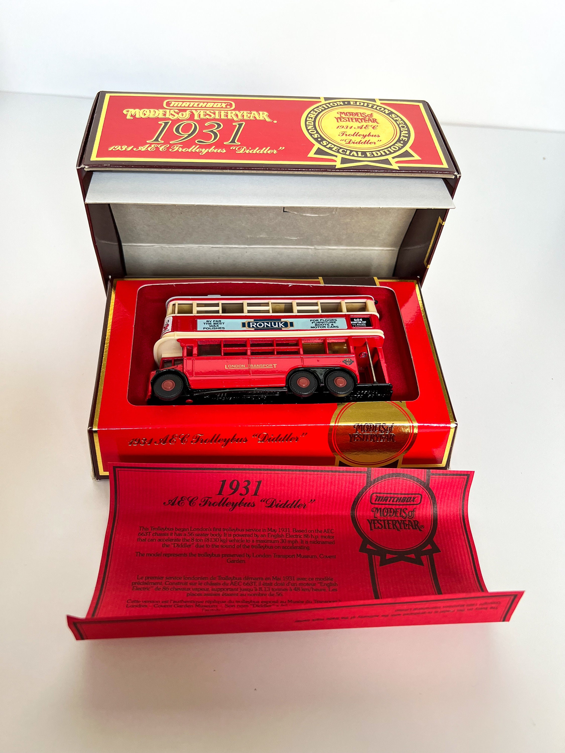 Matchbox Models of Yesteryear 10 1931 AEC Trolleybus Diddler Matchbox Models of Yesteryear 10 1931 AEC Trolleybus Diddler