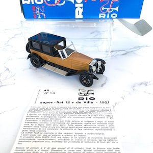 Modelo de coche clásico RIO 1:43 Super-Fiat 12V de Ville de 1921, fabricado en Italia, fundido a presión, coleccionable con caja original.
