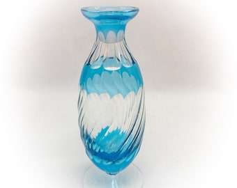 vintage Glass vase, small vase, collectible glassware , blue shades, vintage home decor gift