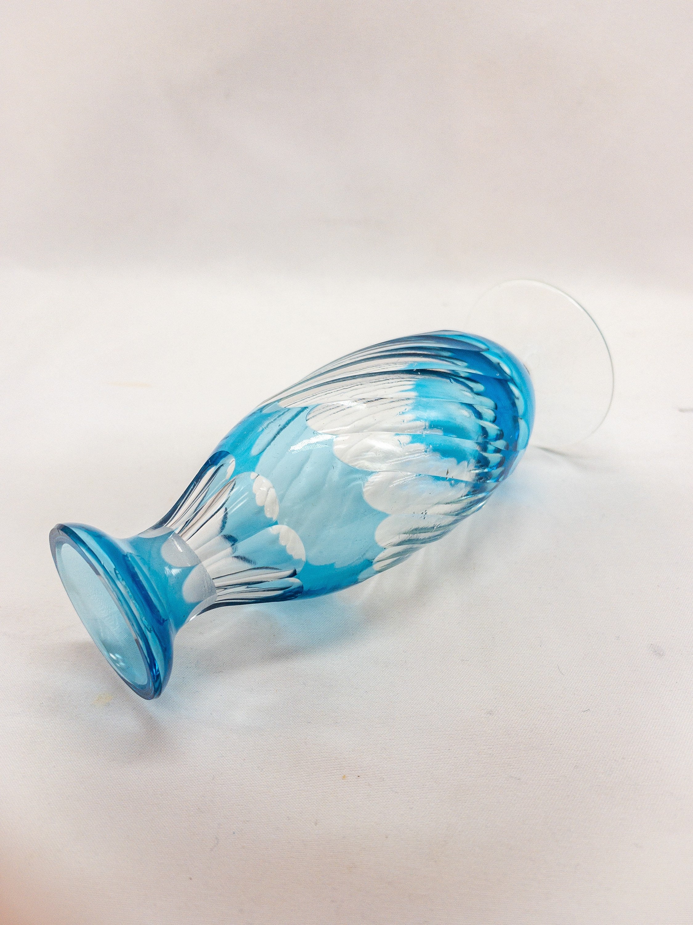 Vintage Glass Vase, Small Vase, Collectible Glassware , Blue Shades