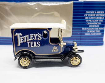 vintage Die cast Model of a Lledo Die-Cast T-Model Tetley Tea Bags Blue Delivery Van