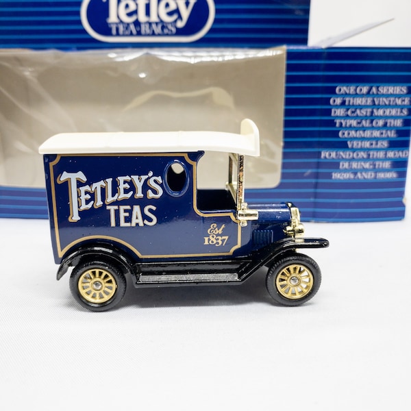 vintage Die cast Model of a Lledo Die-Cast T-Model Tetley Tea Bags Blue Delivery Van