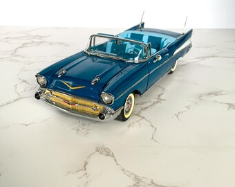Franklin Mint 1/43 – Chevrolet Bel Air 1955 Bleu Et Blanc (Die-cast, Occasion)