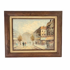 Vintage Caroline Burnett Oil Painting of Paris Street Scene
