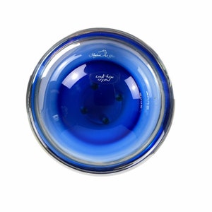 Signed Höglund Art Glass Blue Bowl