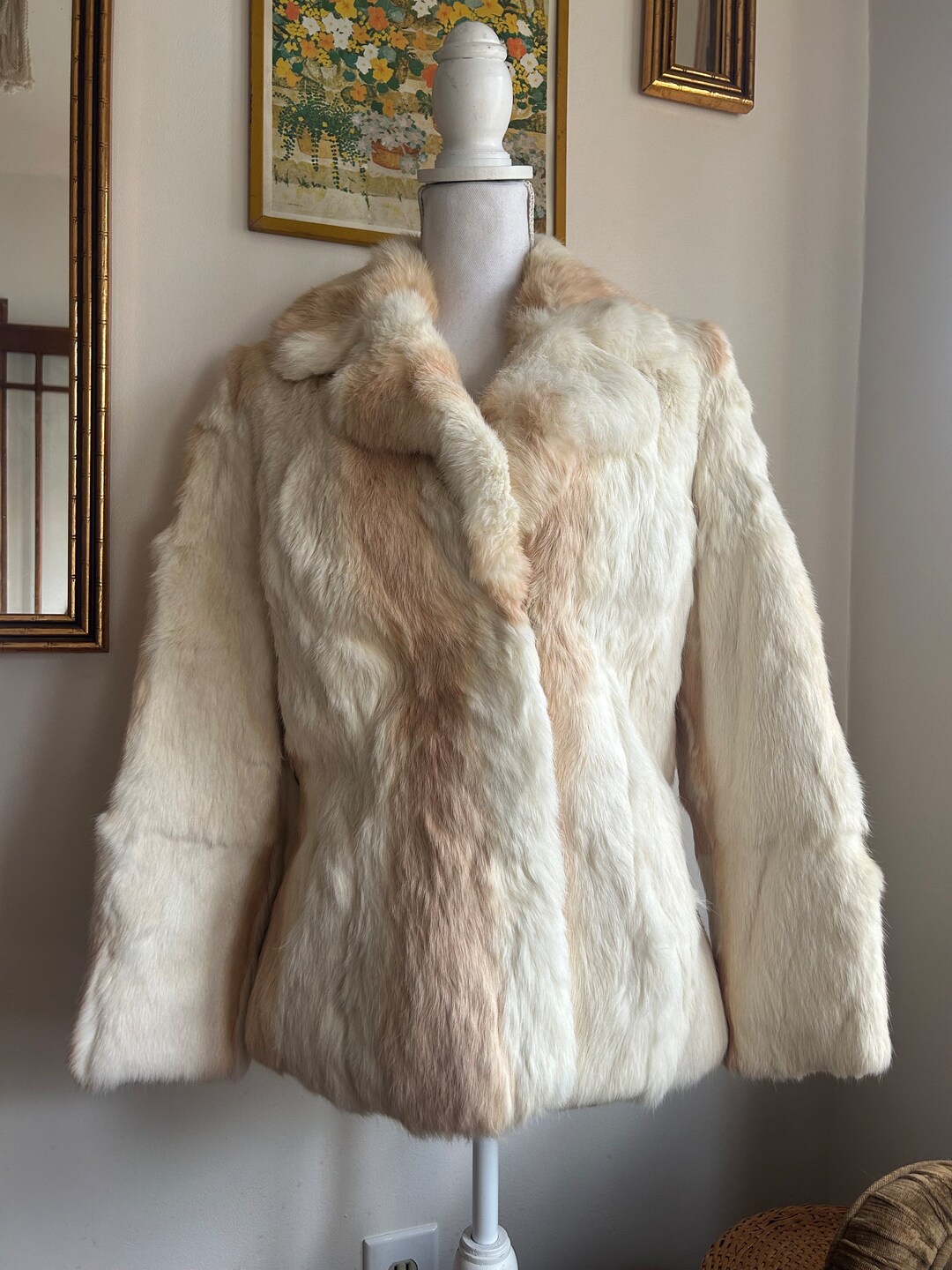 Vintage Rabbit Fur Coat, Medium, Dyed Fur, Made in Hong Kong Etsy