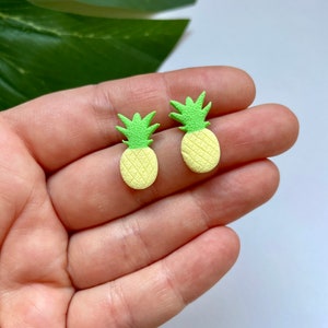 Handmade Polymer Clay Pineapple Earrings with Jewelry Box