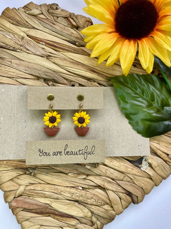 Sunflower in Pot Earring Sunflower in Pot Earring