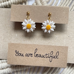 Handmade Daisy Flower Earrings: Polymer Clay Floral Jewelry
