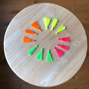 Handmade neon tassels, do it yourself, 12 pieces, jewellery accessories, tassel earrings, keychain charms, diy