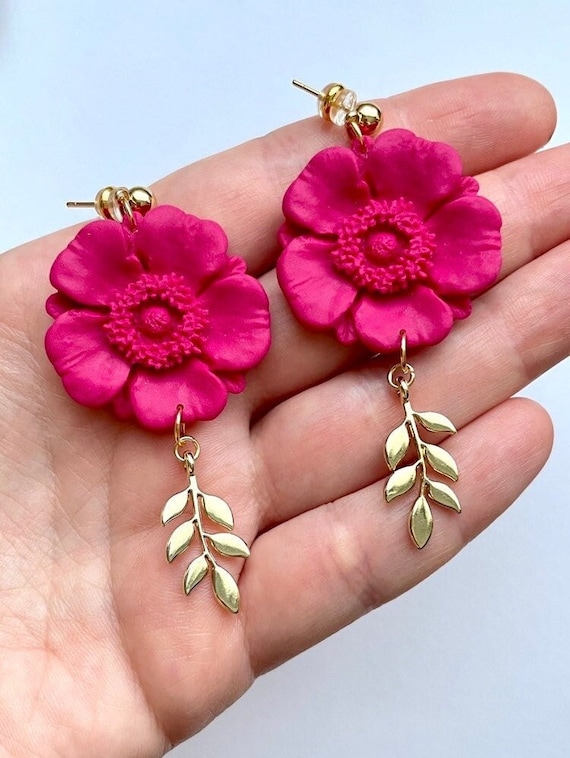 Magenta statement best sale earrings