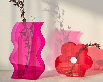 Flower, Waves, Mountain, cloud Vase, Sample Design, Minimalist Decor,Acrylic vase, Morandi Vase, Acrylic Plastic Glazing vase, Gifts, unique