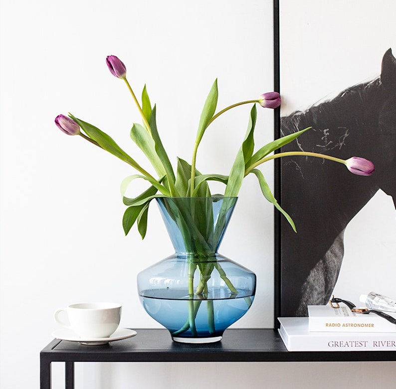 Blue Glass Vase Modern Vase Sample Design Home Glass Decor Etsy