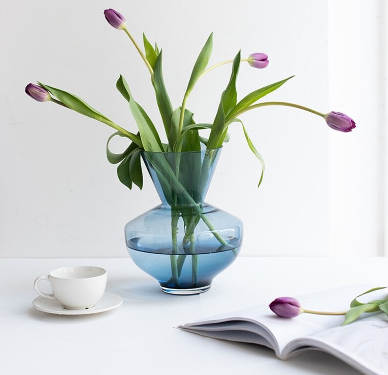 Blue Glass Vase Modern Vase Sample Design Home Glass Decor Etsy