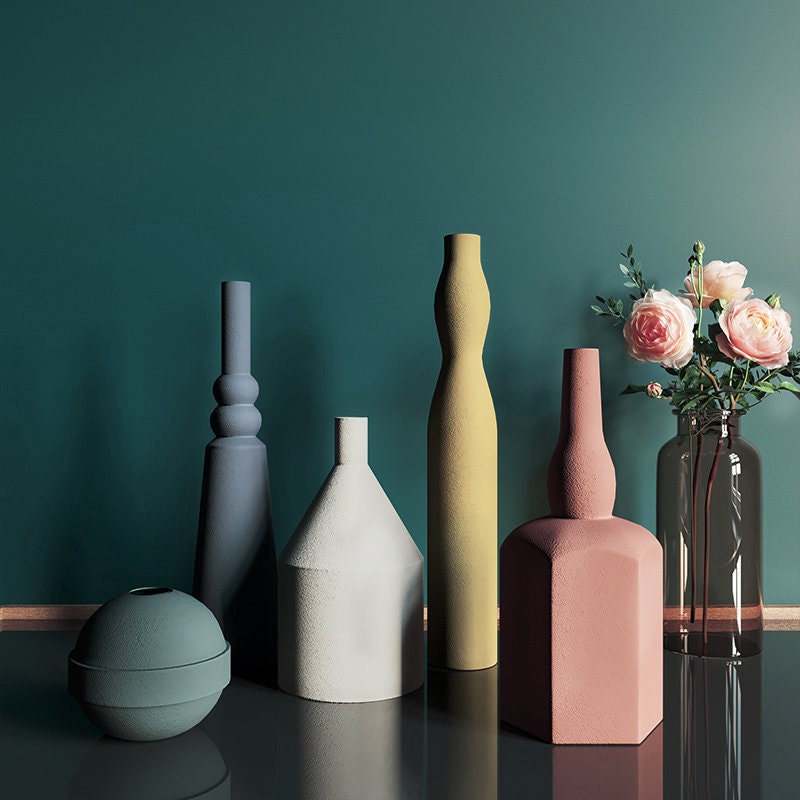 Morandi Geometry Minimalist vase Handmade Ceramic Vase Plant | Etsy