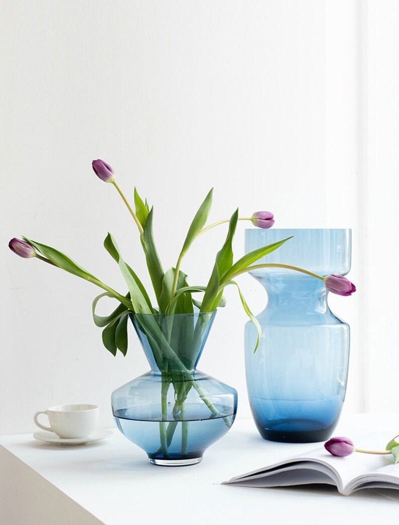 Blue Glass Vase Modern Vase Sample Design Home Glass Decor Etsy