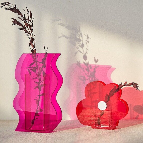 Flower Waves Mountain Cloud Vase Sample Design Minimalist - Acrylic Wall Vases For Flowers Flower Waves Mountain Cloud Vase Sample Design Minimalist - Acrylic Wall Vases For Flowers