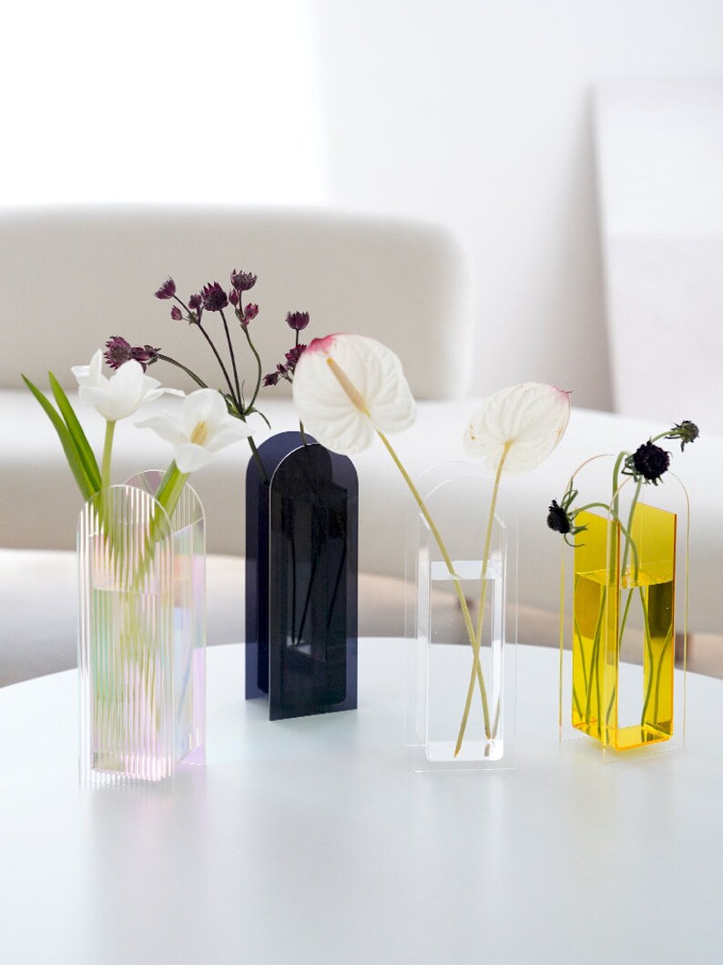 Colorful vase Acrylic Vase Mondrian Vase Nordic Style image 1