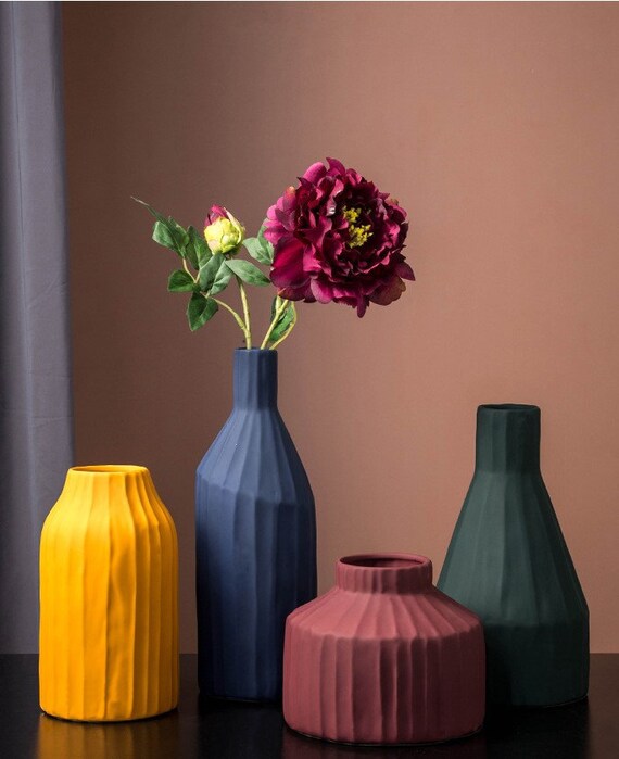 Nordic ORIGAMI Minimalist Vase Flower Handmade Ceramic Vase - Etsy